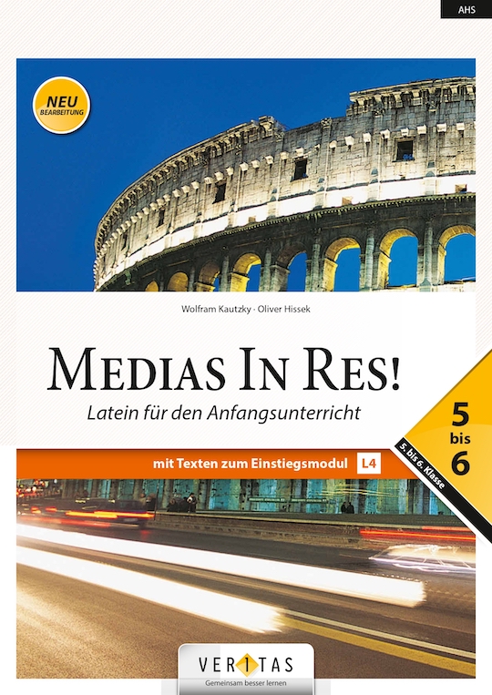 Das Cover zur Buchreihe Medias In Res! L4 (Neubearbeitung) von Veritas zum Lernen der Vokabeln in der Sprache Latein. Der Vokabeltrainer phase6 classic ist die beste App für bessere Noten.