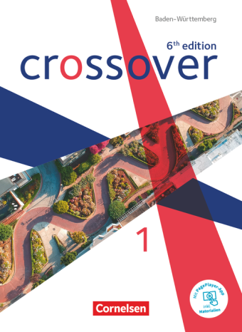 Das Cover zur Buchreihe Crossover - 6th edition Baden-Württemberg von Cornelsen zum Lernen der Vokabeln in der Sprache Englisch. Der Vokabeltrainer phase6 classic ist die beste App für bessere Noten.